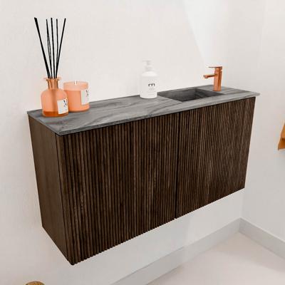 Toiletmeubel Mondiaz Joya Dlux | 80 cm | Meubelkleur Walnut | Faye wastafel Sombra Wasbak Rechts | 1 kraangat