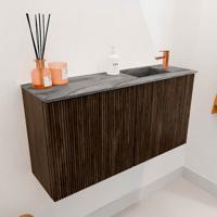 Toiletmeubel Mondiaz Joya Dlux | 80 cm | Meubelkleur Walnut | Faye wastafel Sombra Wasbak Rechts | 1 kraangat