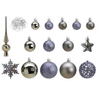 Pakket met 110x stuks kunststof kerstballen/ornamenten met piek grijs   -