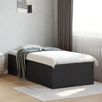 Bedframe bewerkt hout zwart 75x190 cm