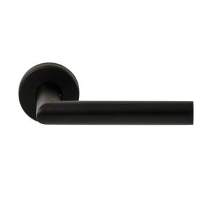 Hardbrass Deurkruk Toledo B op rond rozet - zwart