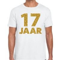 17 jaar goud glitter verjaardag kado shirt wit heren