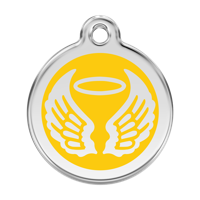 Angel Wings Yellow roestvrijstalen hondenpenning large/groot dia. 3,8 cm - Reddingo