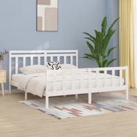 Bedframe massief grenenhout wit 200x200 cm