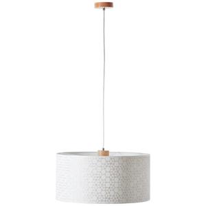 Brilliant Hanglamp Galance hout met witte kap Ø 50cm 99186/75