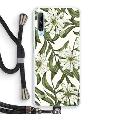 Wit bloemenpatroon: Huawei P Smart Pro Transparant Hoesje met koord
