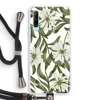 Wit bloemenpatroon: Huawei P Smart Pro Transparant Hoesje met koord