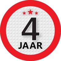 4 jaar leeftijd sticker - rond - Dia 9 cm - 4 jaar verjaardag - jubileum - leeftijd versiering