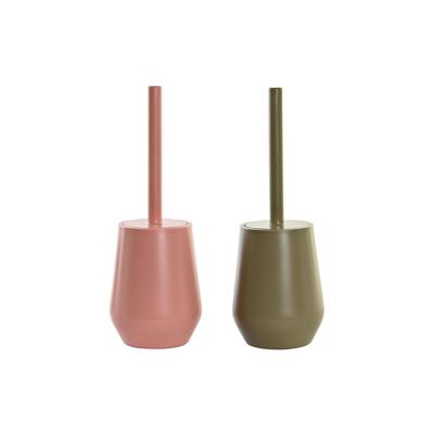 Toiletborstel DKD Home Decor Groen Roze polyestyreen 12 x 12 x 34,5 cm (2 Stuks)