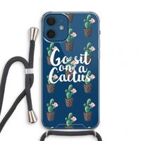 Cactus quote: iPhone 12 mini Transparant Hoesje met koord