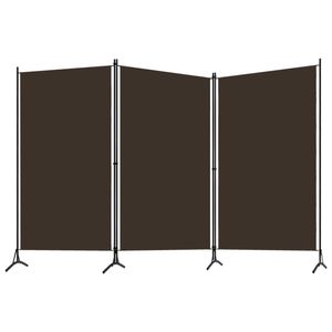 The Living Store Ruimteverdeler 3 panelen - 260x180cm - Bruin polyester en gepoedercoat ijzer