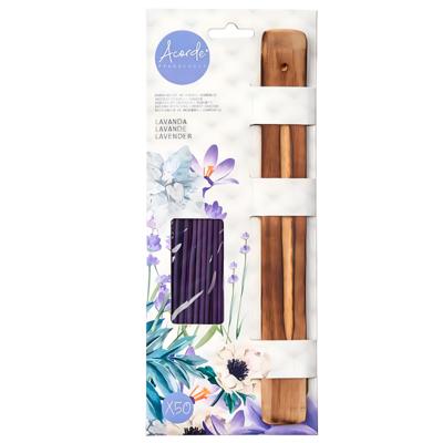 Acorde Wierook sticks met plankje van bamboe - in huisgeur Lavendel - 50x sticks - Ontspannend