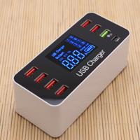 A9 Plus multifunctionele AC 100V ~ 240V 8 poorten USB digitale Display LCD afneembare Station slimme lader opladen QC3.0(White) ondersteuning