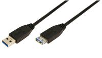 LogiLink USB-kabel USB 3.2 Gen1 (USB 3.0 / USB 3.1 Gen1) USB-A stekker, USB-A bus 2.00 m Zwart CU0042
