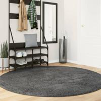 VidaXL Vloerkleed oviedo laagpolig ø 200 cm antracietkleurig