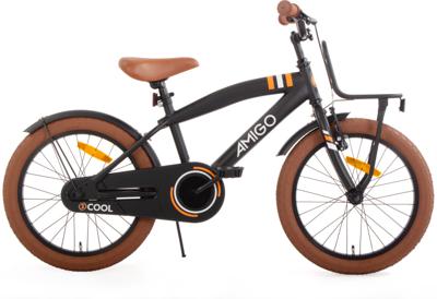 AMIGO 2Cool 18 Inch Jongens Terugtraprem Zwart AMIGO 2Cool 18 Inch Jongens Terugtraprem Zwart