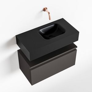 Toiletmeubel Mondiaz Andor | 60 cm | Meubelkleur Dark grey | Lex vrijhangend wastafel Urban Rechts | Zonder kraangat