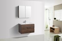 Badkamermeubel Tieme in mat donker eiken 80x50x48cm met witte wastafel