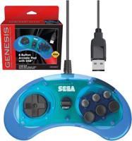 Retro-Bit - SEGA Genesis 6-Button Arcade Pad with USB (Clear Blue)
