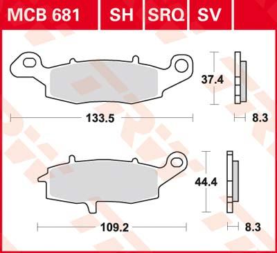 TRW Remblokken, en remschoenen voor de moto, MCB681SH Sinter street