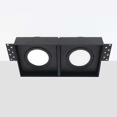 Bella Ondiepe LED inbouw 40mm trimless spot kantelbaar 5Watt vierkant dubbel ZWART IP65 dimbaar - interne driver