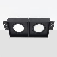 Bella Ondiepe LED inbouw 40mm trimless spot kantelbaar 5Watt vierkant dubbel ZWART IP65 dimbaar - interne driver