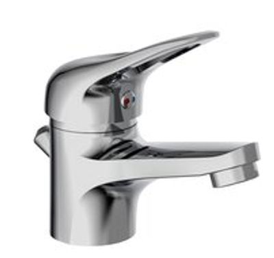 PORTO ééngreepsmengkraan wastafel, chroom keramische schijven geluidsarme, verwisselbare 40 mm cartouche flexibele metalen aansluitslangen 1 ¼" (Ø ca. 4 cm) kunststof-afvoerplug en waste-stang