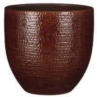 Plantenpot/bloempot Carrie terracotta kastanje bruin met flakes patroon - D24/H22 cm