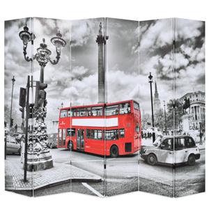 Kamerscherm inklapbaar Londen bus 228x170 cm zwart en wit