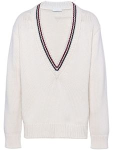 Prada pull en cachemire à col v - Blanc