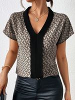 Casual Loose Geometric V Neck Shirt