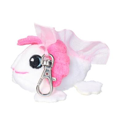 Nature Planet Knuffeldier axelotl sleutelhanger - zachte pluche stof - veel details - wit - 6 cm