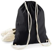 Rugtas Sporty - zwart - gymtas met rijgkoord - 47 x 35 cm - 12 liter - katoen - rugzak