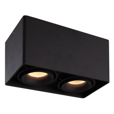 Esto LED Opbouwspot - Vierkant - 2 lichts - Kantelbaar - GU10 Fitting - Opbouwspot - Voor binnen - Vervangbare afdekring - Zwart