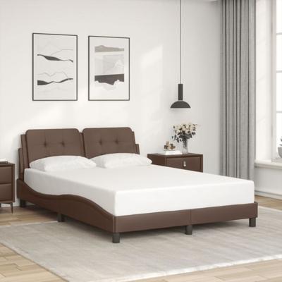 Bedframe met hoofdbord kunstleer bruin 120x200 cm