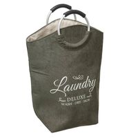 Wasmand XXL wasgoed zak met hengsels - olijfgroen - 35 liter - 52 x 28 x 60 cm - thumbnail