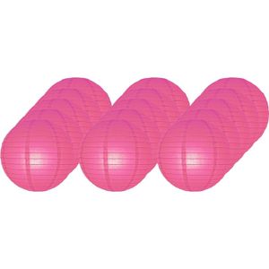 15x Fuchsia roze bol lampionnen 25 cm   -