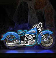 Klassieke Motorfiets Neon Verlichting 104 x 54 cm - Blauw, Wit - thumbnail