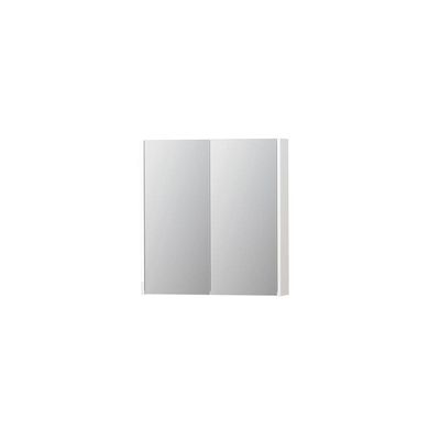 INK SPK2 Spiegelkast - 70x14x74cm - 2 deuren - dubbelzijdige Spiegel - schakelaar en stopcontact - MDF lak wit hoogglans 1105156