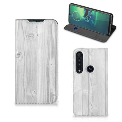 Motorola G8 Plus Book | Wallet Case | White Wood