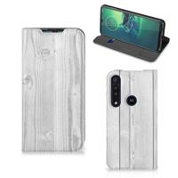 Motorola G8 Plus Book | Wallet Case | White Wood