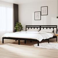 Bedframe massief grenenhout zwart 200x200 cm