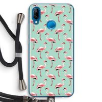 Flamingoprint groen: Huawei P20 Lite Transparant Hoesje met koord