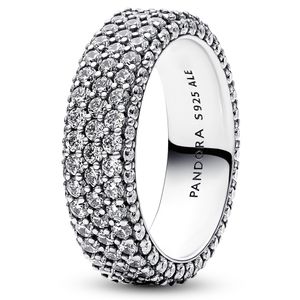 Pandora 192634C01 Ring Timeless Triple Row Pave zilver-zirconia wit