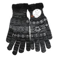 Gebreide winter handschoenen zwart met Nordic print voor heren   -