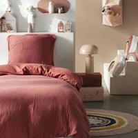 Bedset - TODAY - 123334 - 1 persoons - 140x200 cm - Effen katoenen gaas - Terracotta