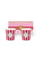 Pip Studio Set/2 Mokken Groot Love Birds Medallion Gestreept Rood-Roze