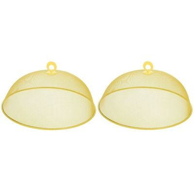 2x Vliegenkappen geel voor voedsel 35 cm
