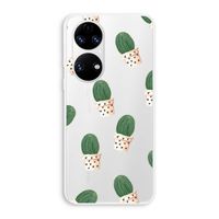 Cactusprint roze: Huawei P50 Transparant Hoesje