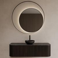 Badkamerspiegel Gliss Design Kosmos | 120 cm | Indirecte LED verlichting | Sensor bediening | Met spiegelverwarming | Mat zwart